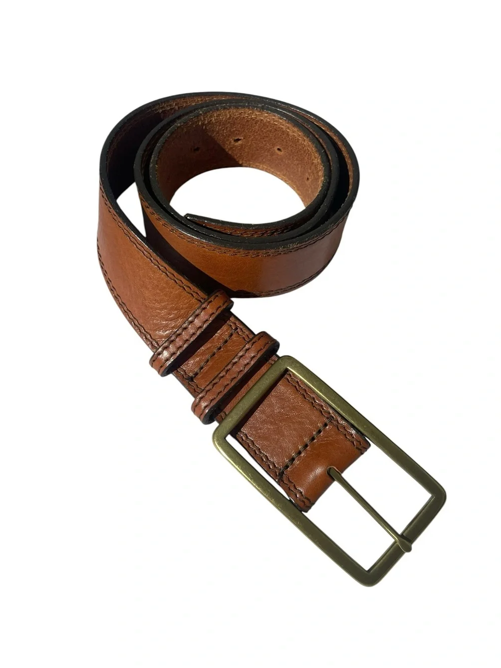 Banana Republic Burnished Italian  Leather Men's Belt Made in USA Sz 32 S Brass